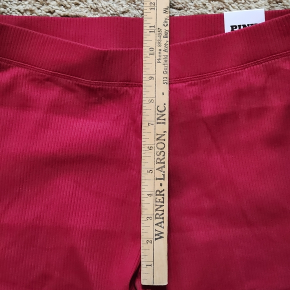 NWT PINK Stretch cotton ribbed flare legging. Size Large. Color deep red - Picture 11 of 11